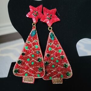 Christmas Tree Beaded Earrings